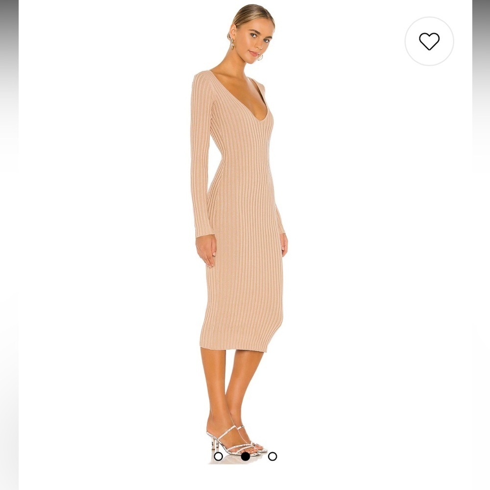 NBD Bekah Ribbed Midi Dress in Nude